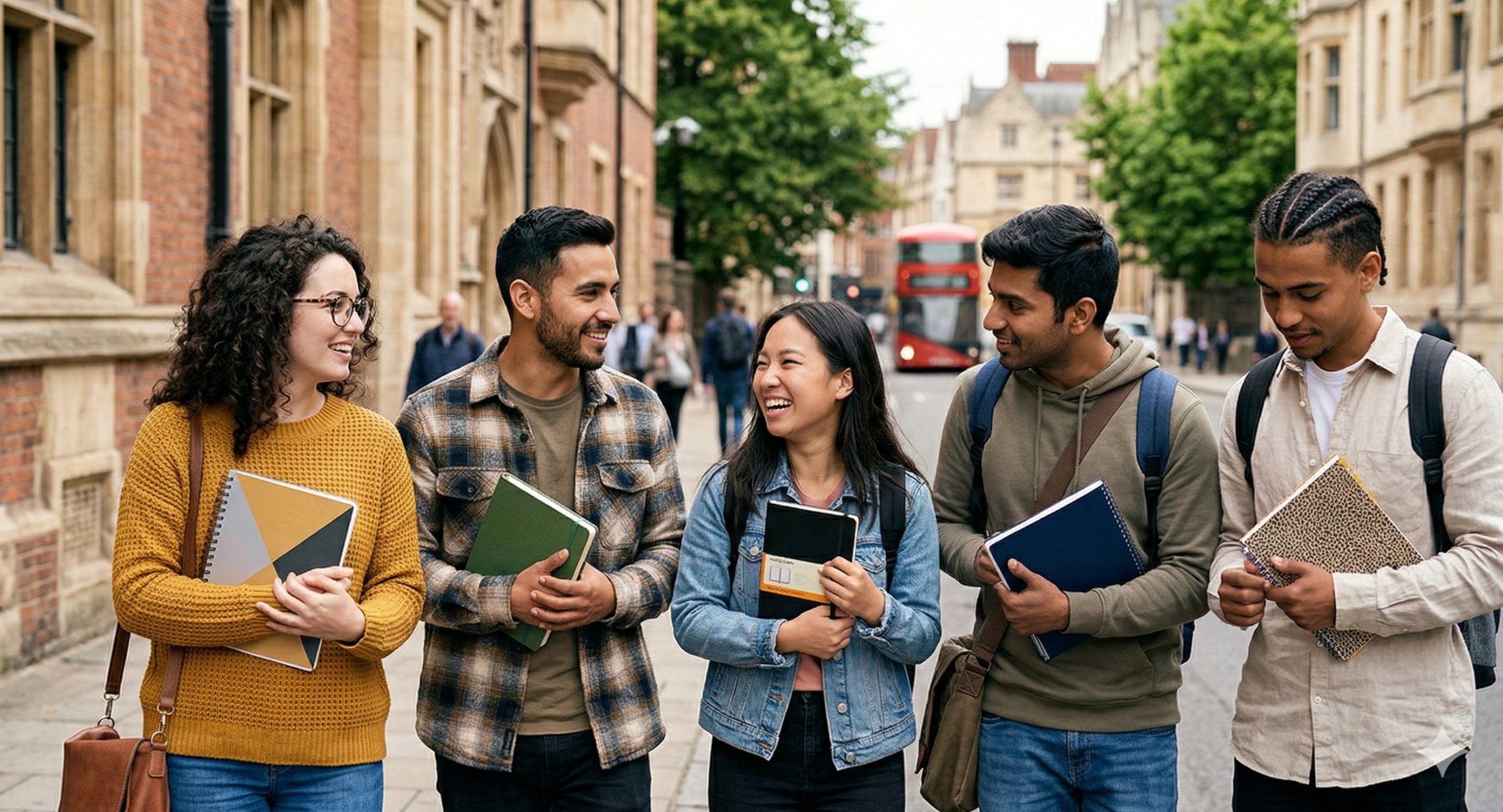 Estudiantes caminan por el campus universitario.